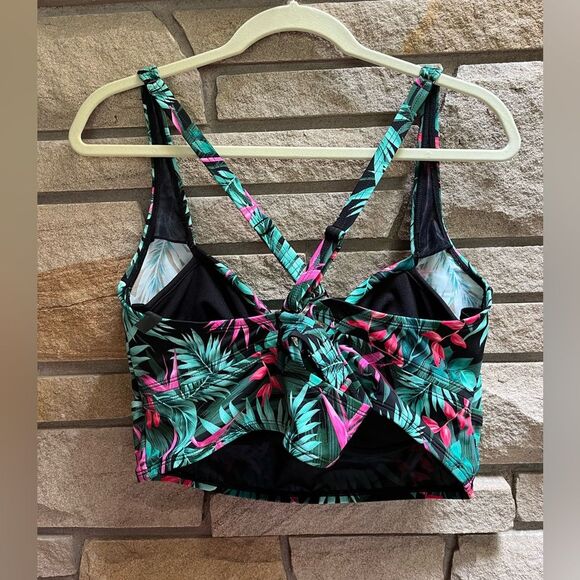 TORRID green palm and bird of paradise bikini set high waist black green 2x - Picture 6 of 13